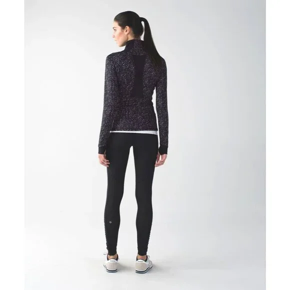 LULULEMON Go The Distance 1/2 Zip Jacket 8 Running Thumbholes Active Black Pink - Picture 2 of 8